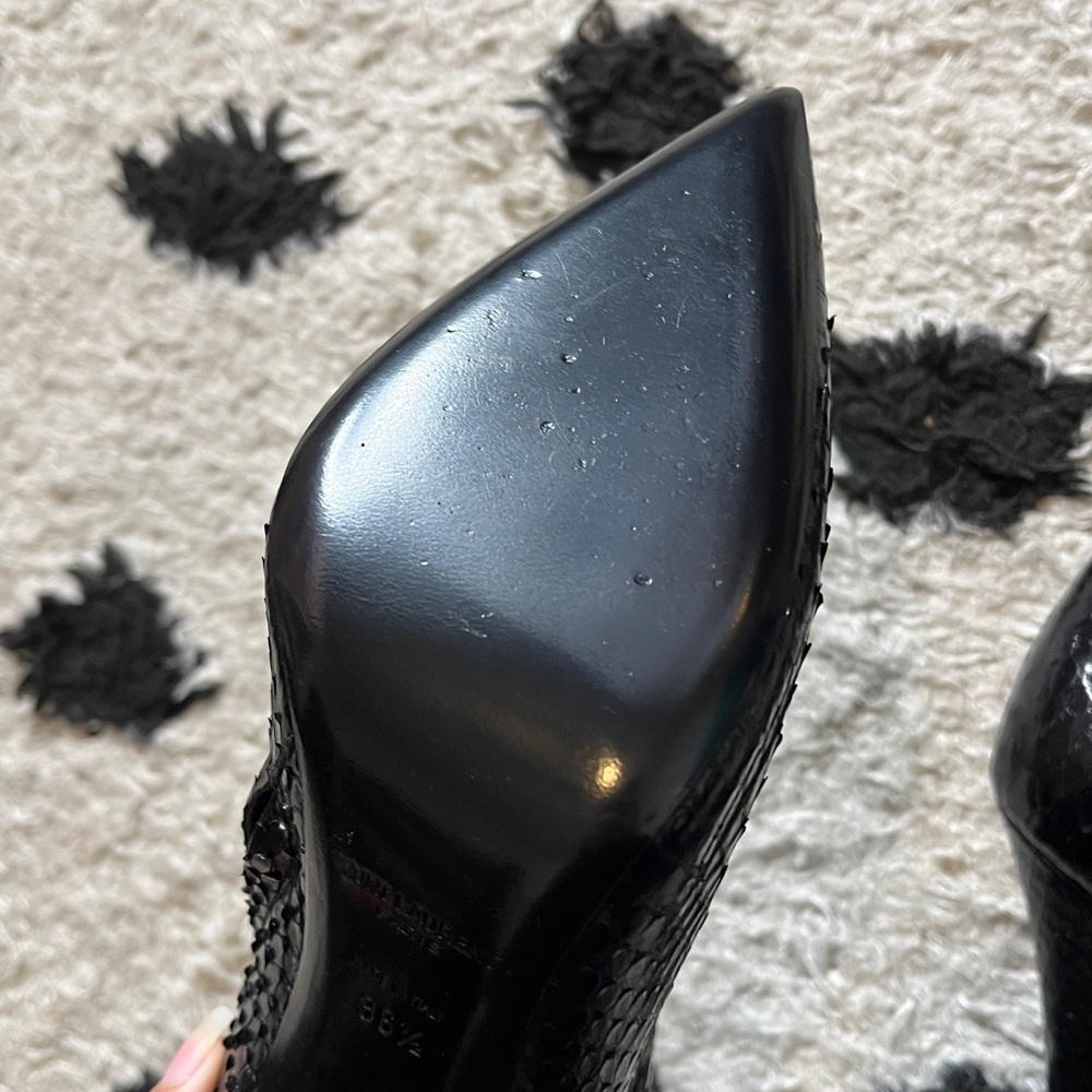 Saint Laurent size 36.5 Black Python booties Textured Ankle Boots - Picture 13 of 13